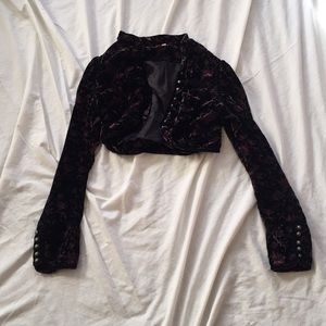 Free People Tops - Free people velvet cropped blouse Free People Tops - Free people velvet cropped blouse